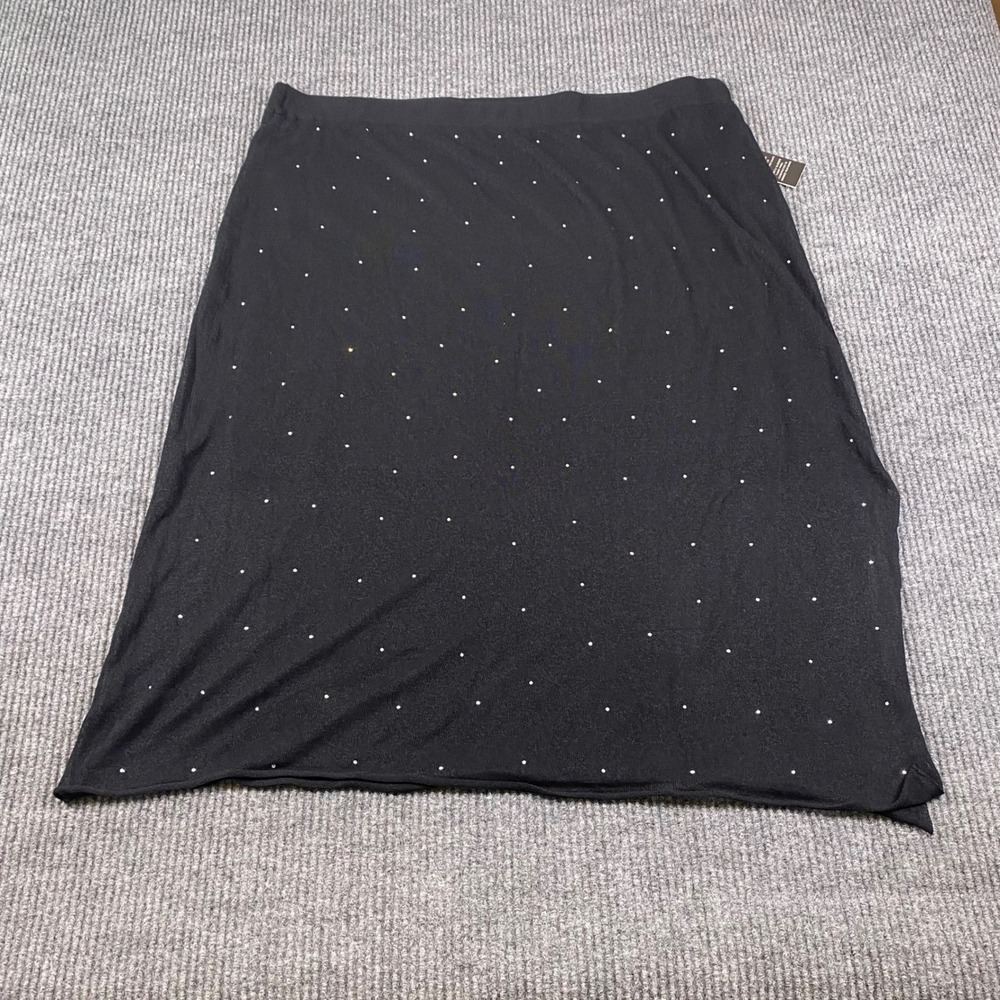 Bold Elements Skirt Womens 2X Black Rhinestone Embellished Knit Midi Evening NEW